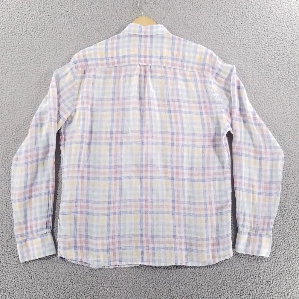 Peter Millar Shirt Mens Large White Colorful Plaid Crown Hammock Sport Linen